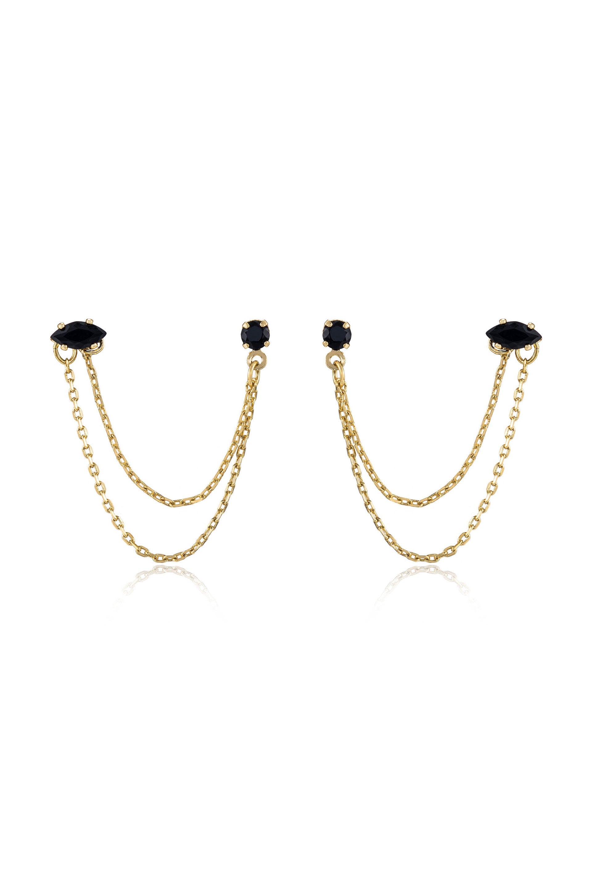 Double Piercing Chain Dangle Earrings