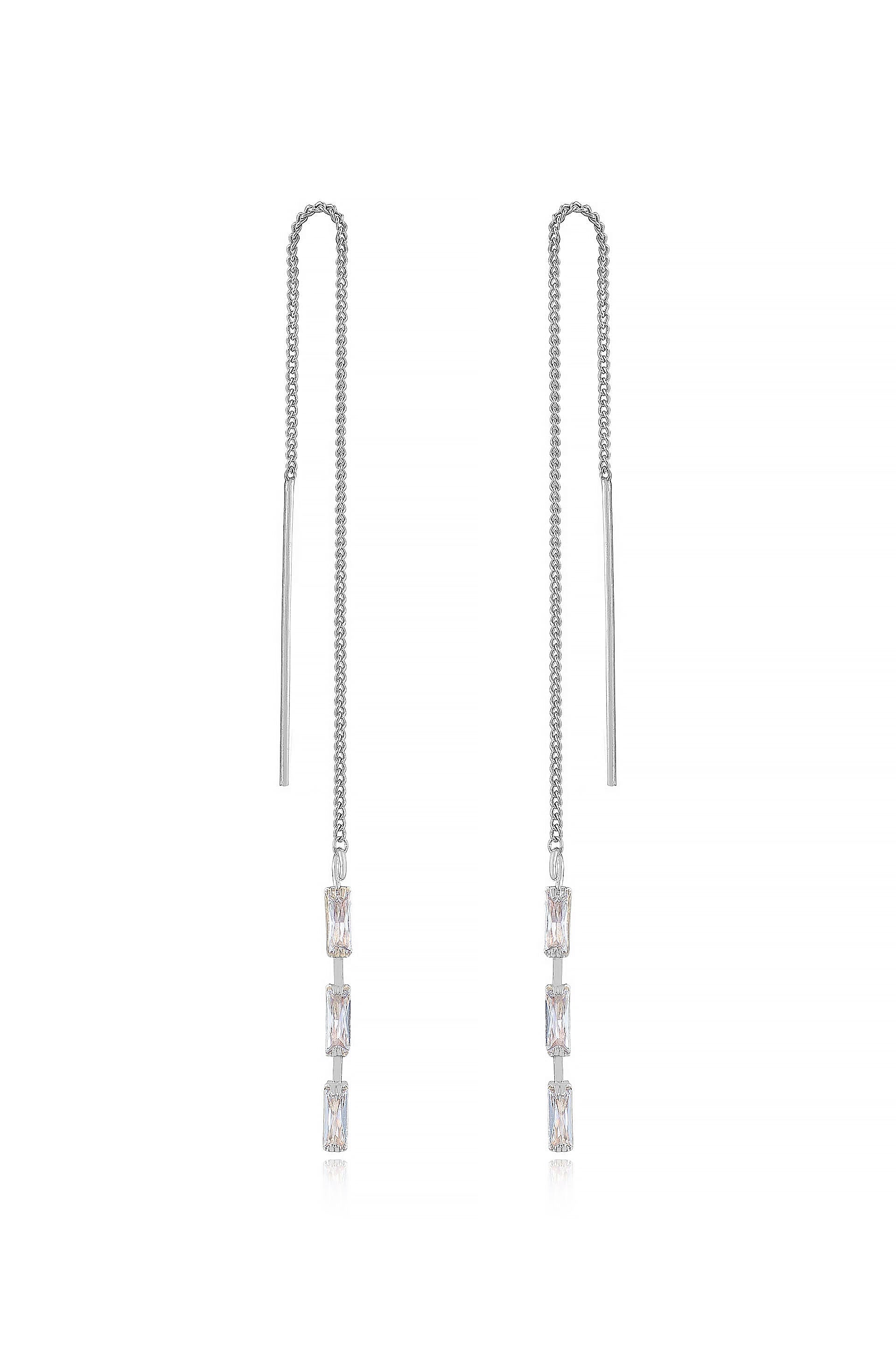 Crystal Baguette Threader Earrings