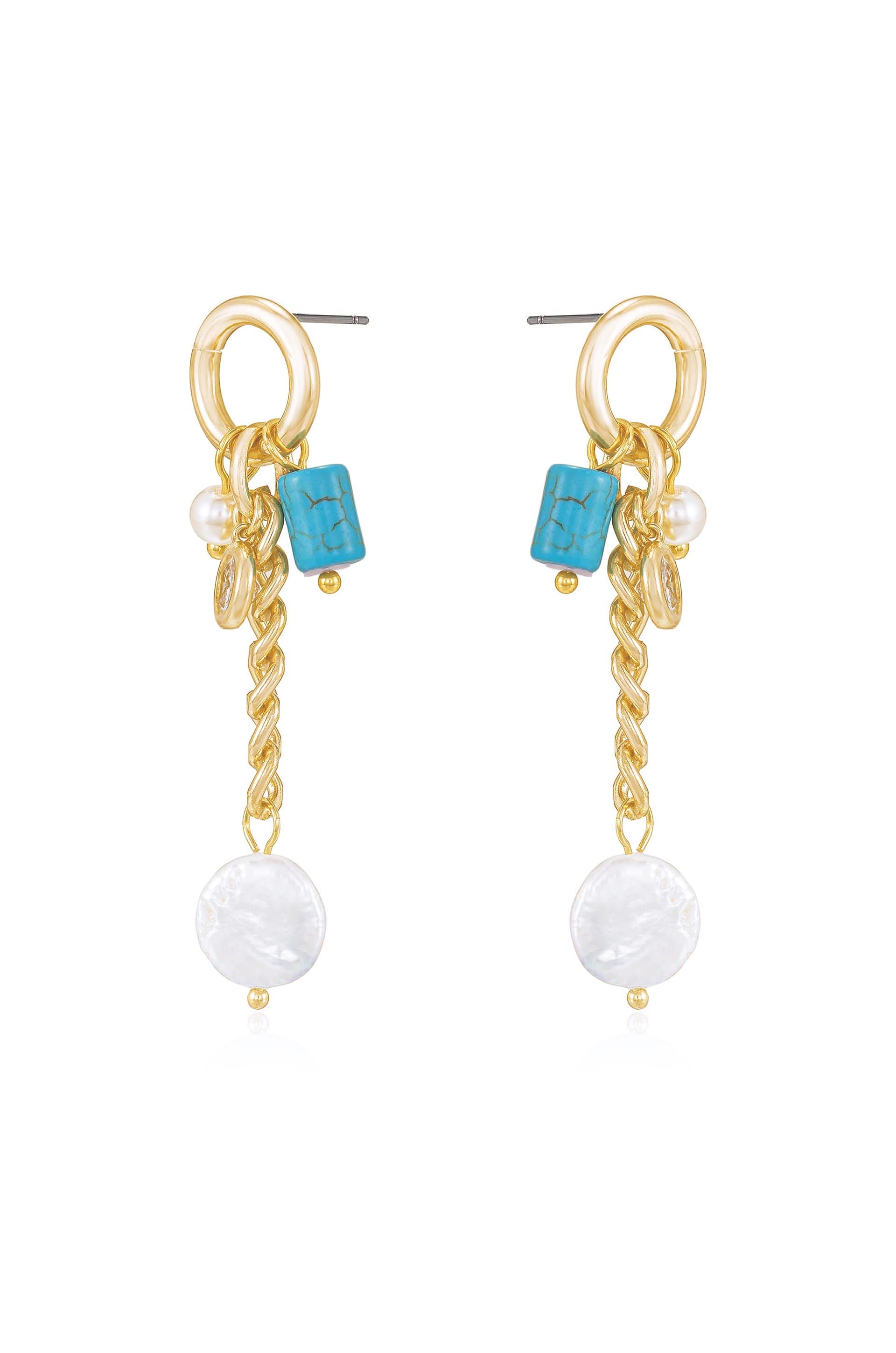 Pearl and Charm Dangle Earrings