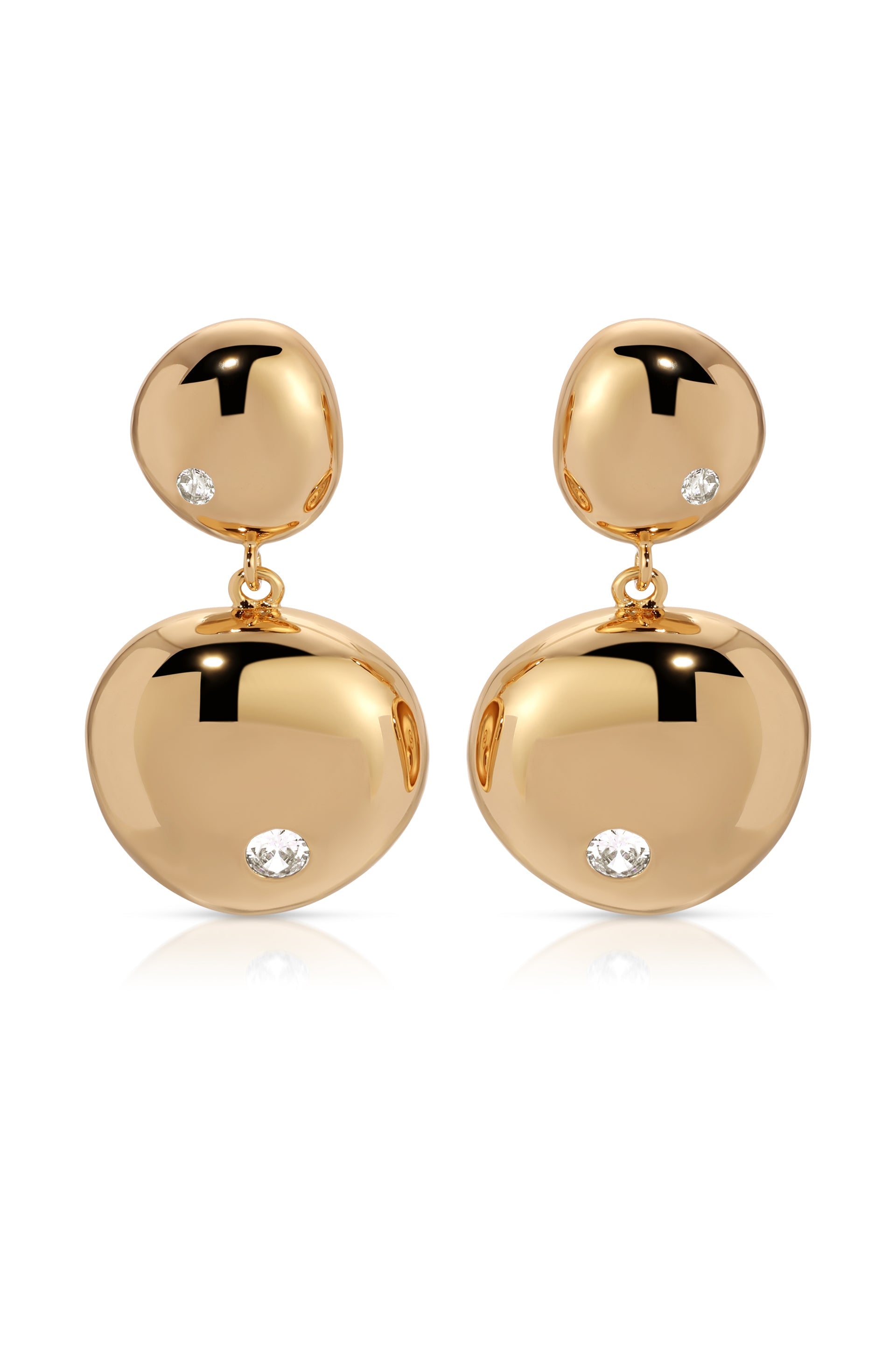 Polished Double Pebble Drop Earrings