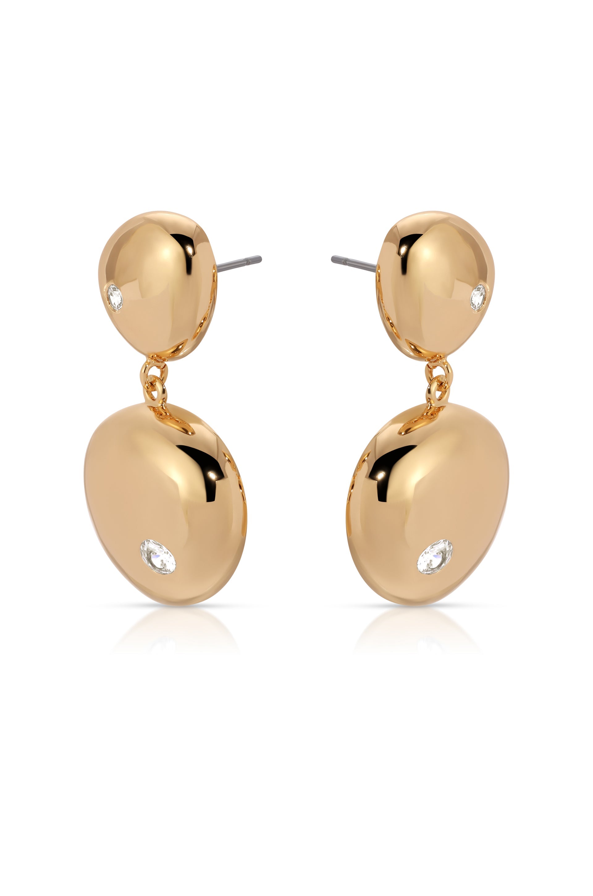 Polished Double Pebble Drop Earrings