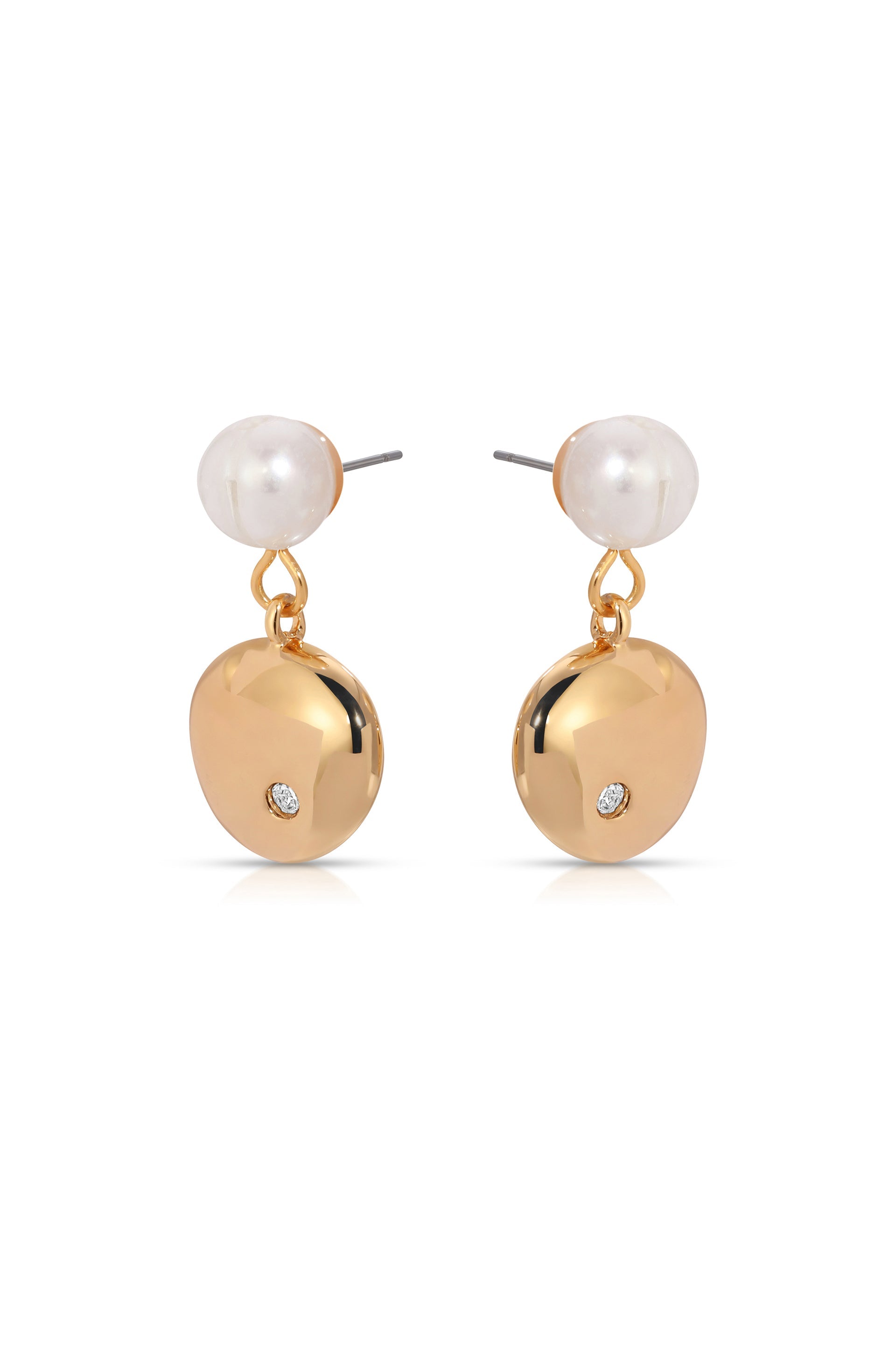 Small Pebble and Pearl Dangle Earrings