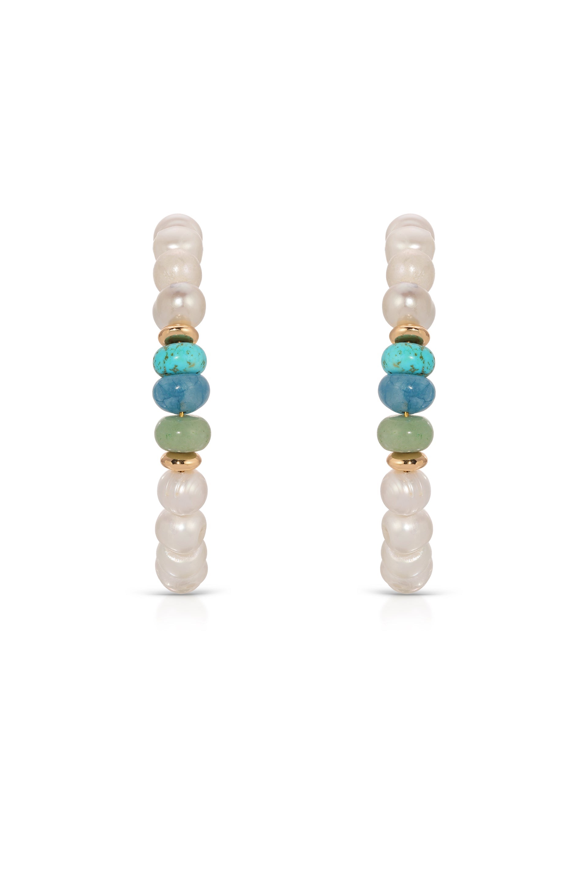 Beach Day Pearl and Gemstone Hoop Earrings
