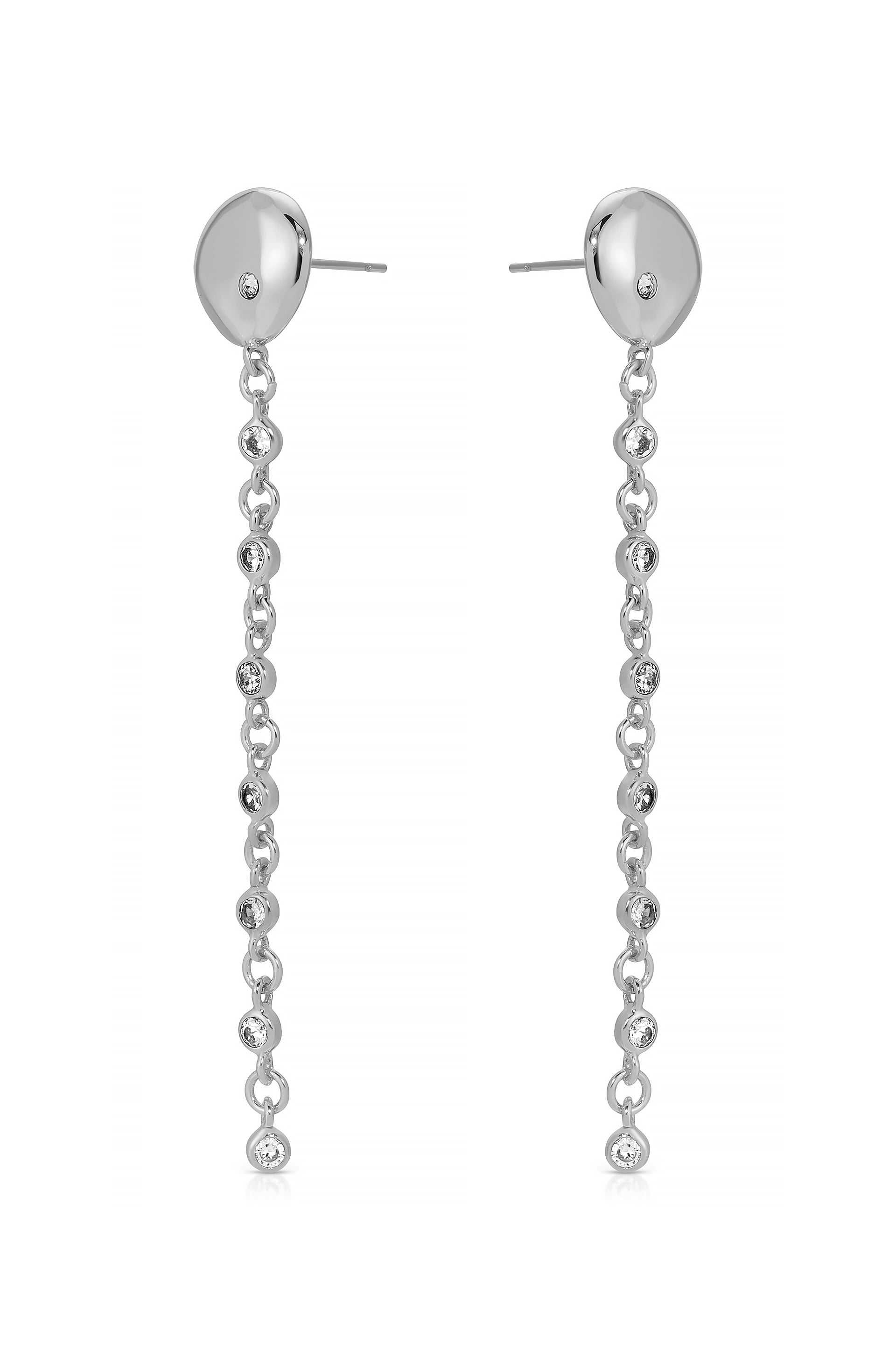 Polished Pebble Linear Chain Earrings