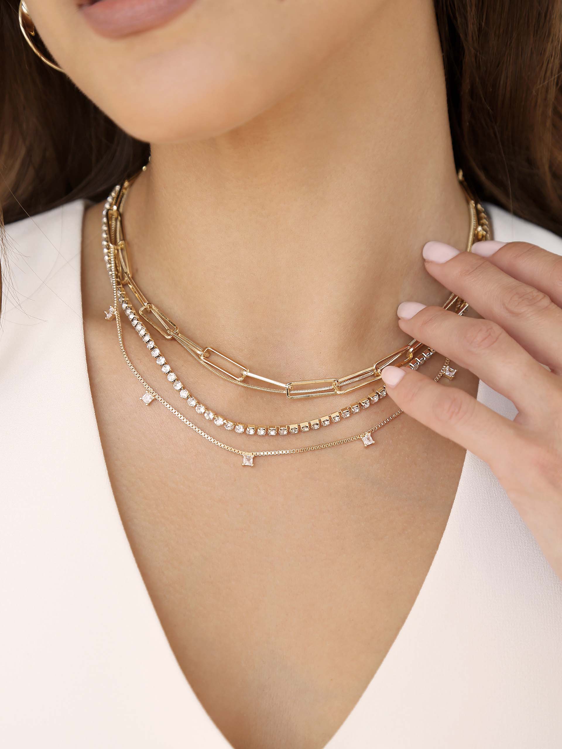 Mixed Chain Crystal Necklace Set