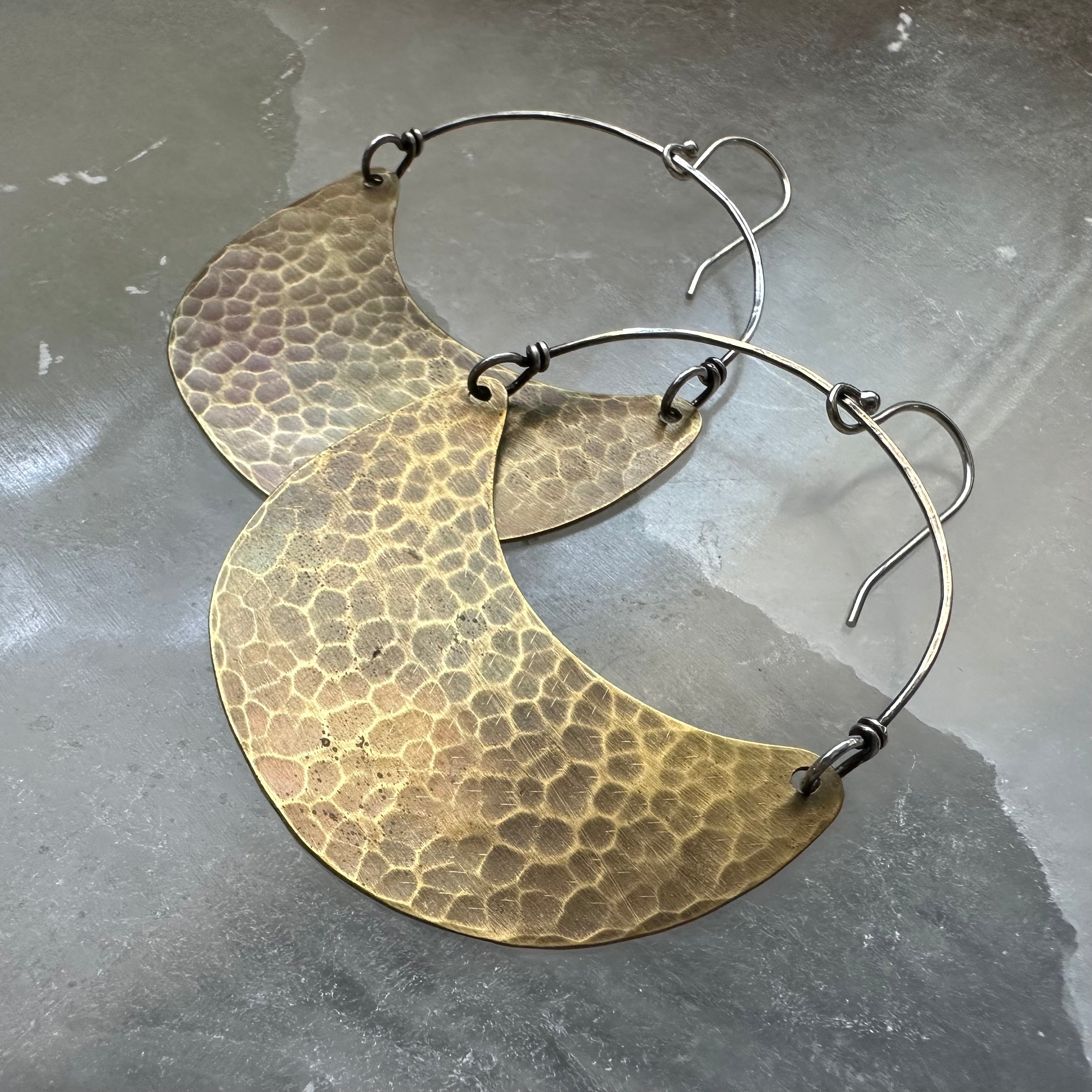 Brass Crescent Earrings