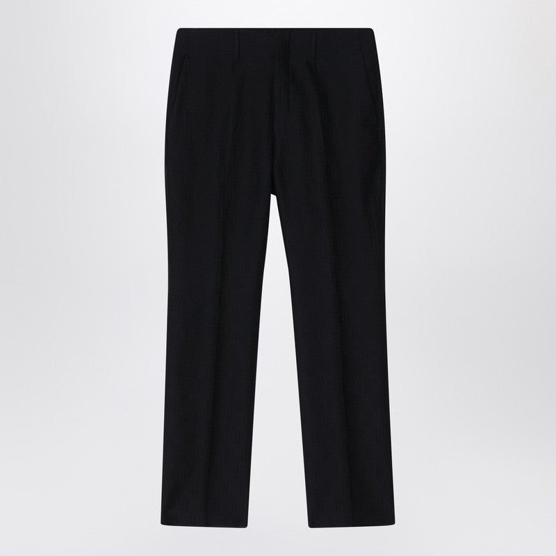 Fendi Trousers In Black Ff Jacquard Linen Blend Men