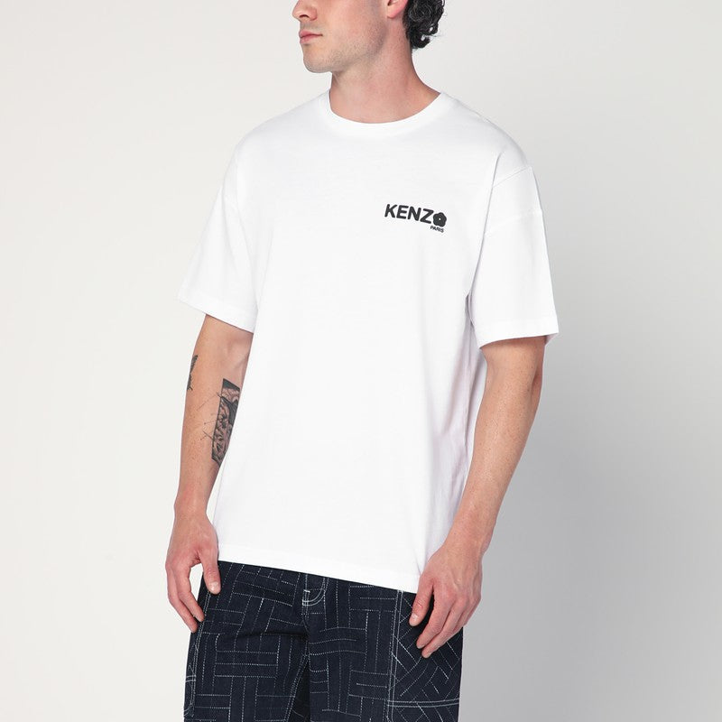 Kenzo White Cotton T-Shirt With Logo Men