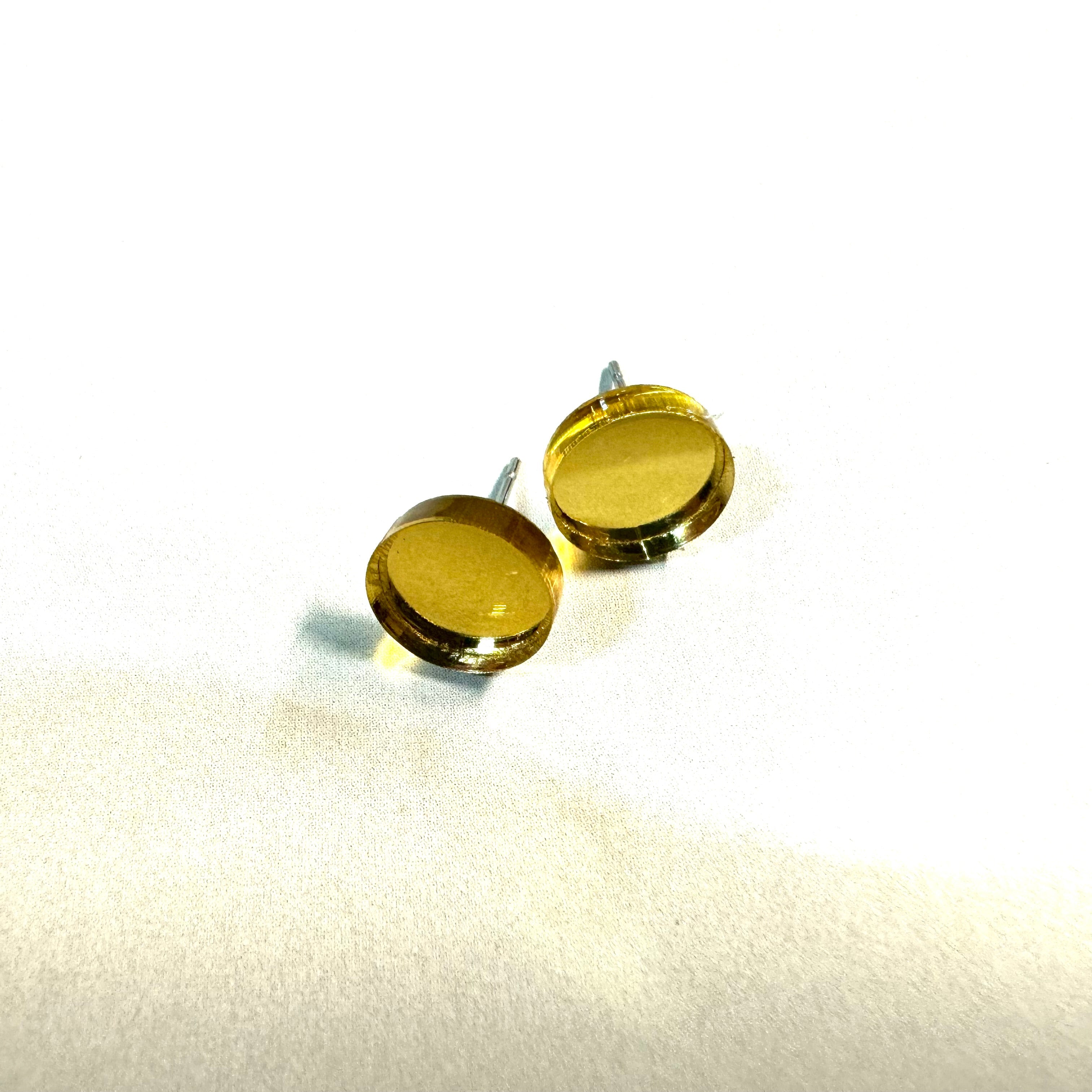 Gold Mirror Stud Earrings by BOBBYK