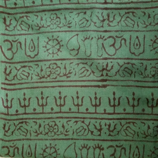 OM Hand Block Bhakti Yoga Prayer Sanskrit Hindu Mantra Shawl by OMSutra