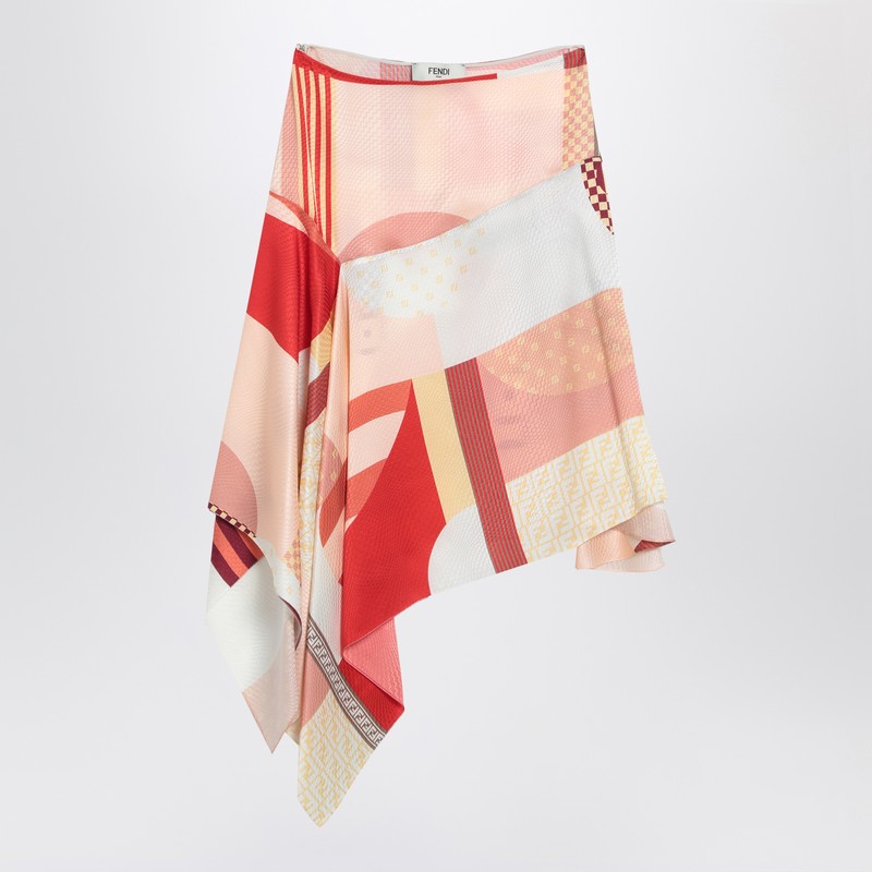 Fendi Pink Silk Skirt With Patchwork Print Women