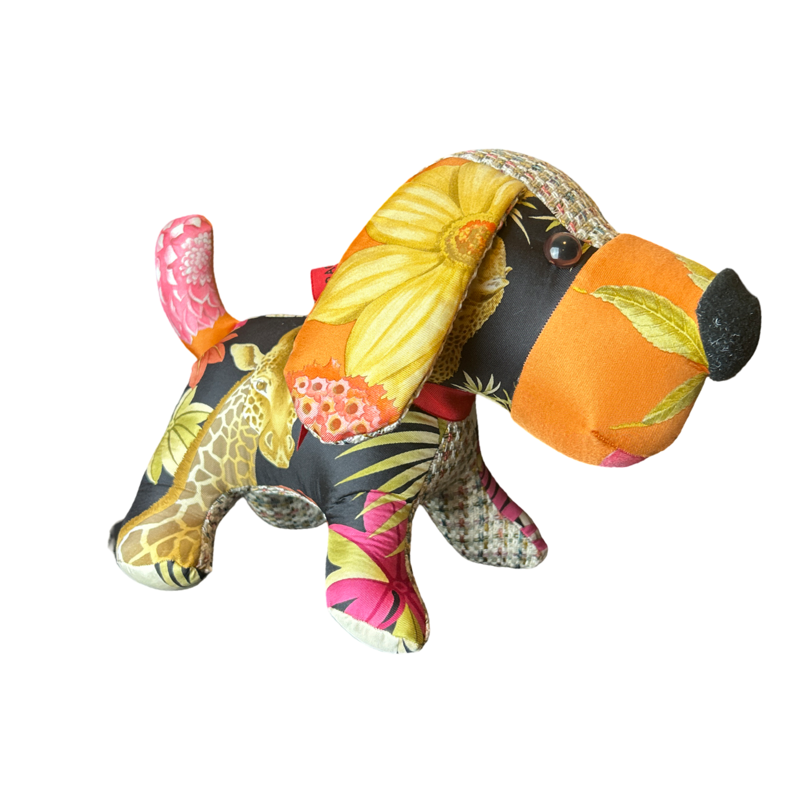 Tropical Safari Vintage Silk Scarf Patchwork Puppy
