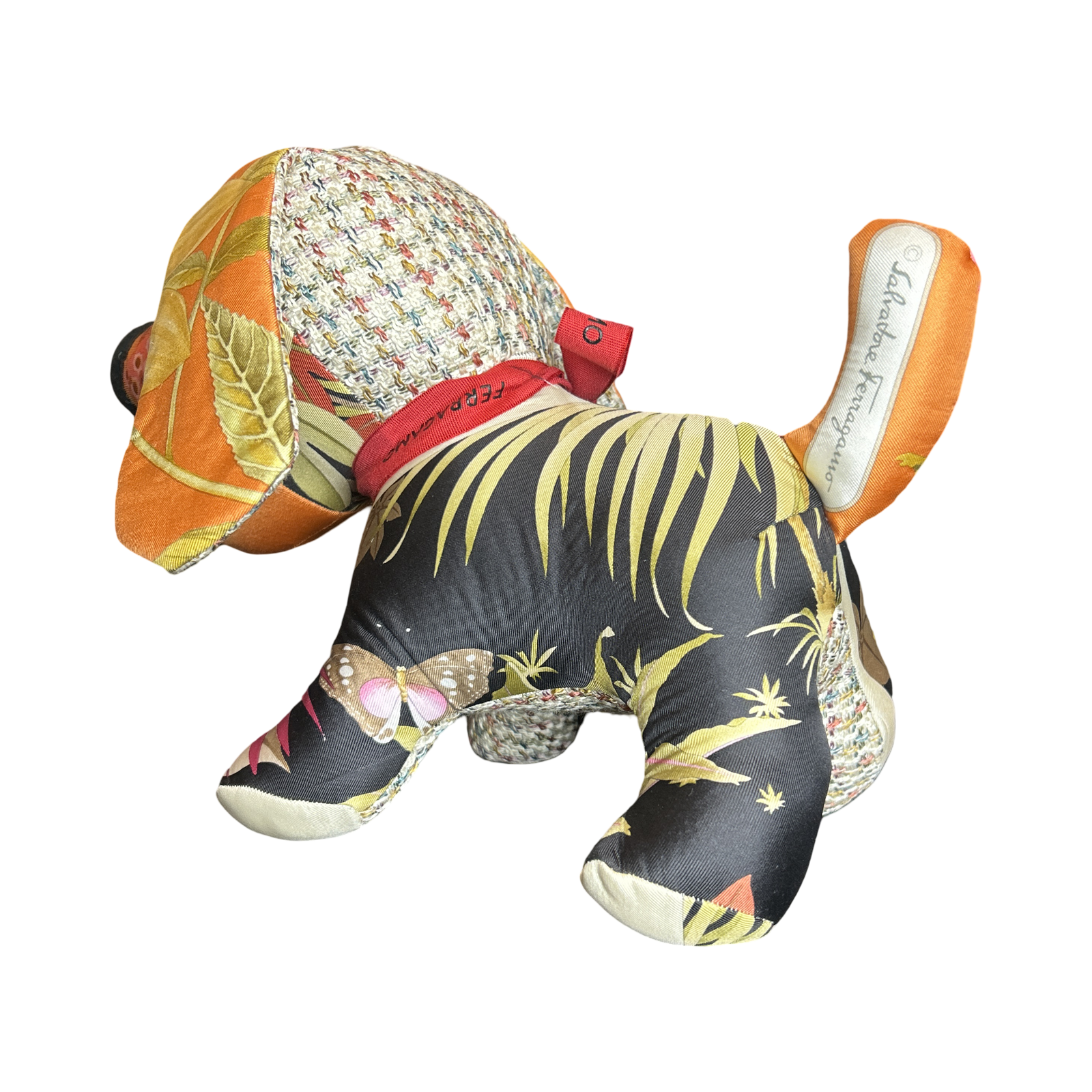 Tropical Safari Vintage Silk Scarf Patchwork Puppy