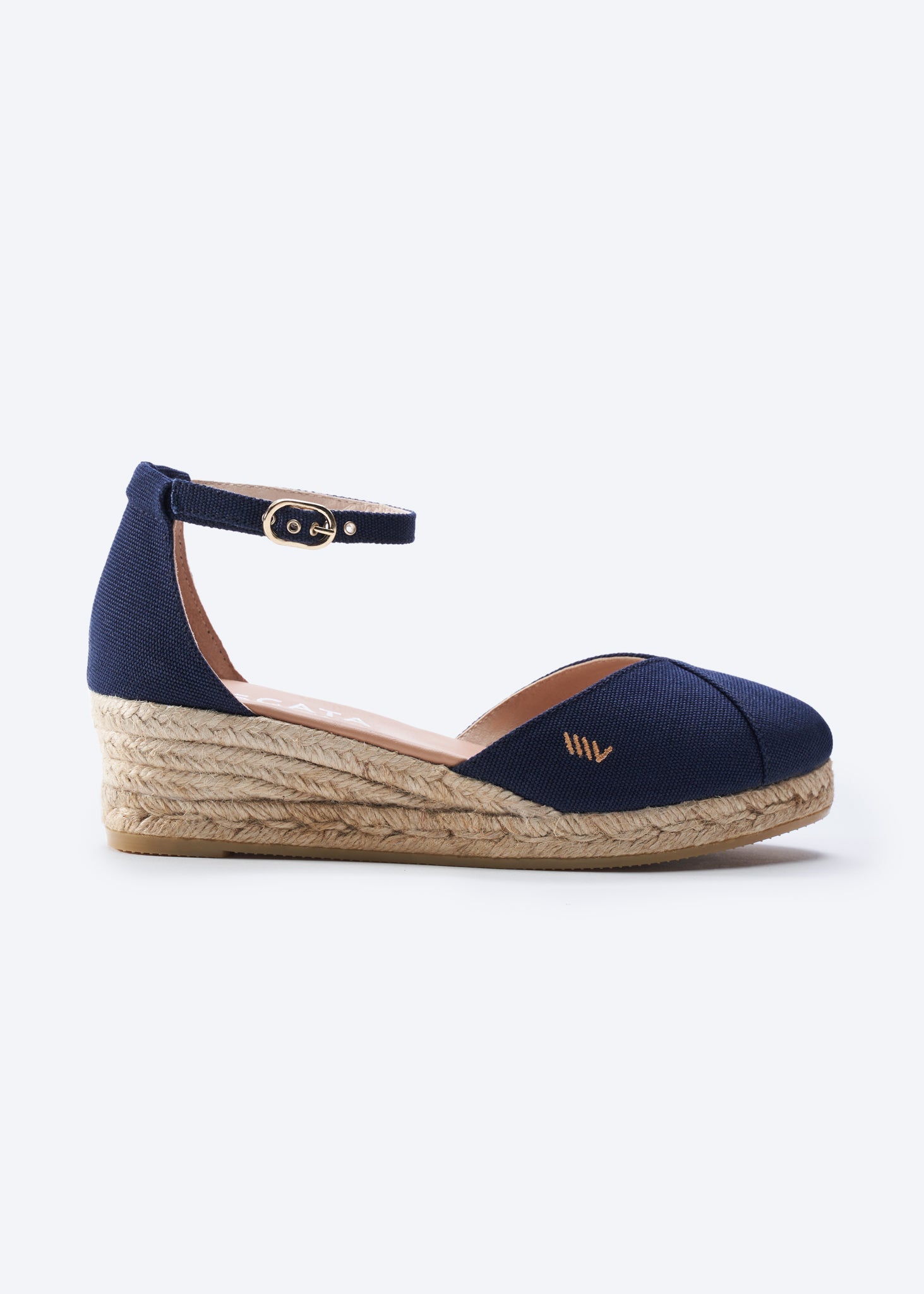 Formiga Navy Blue Canvas Ankle Strap Women Espadrille Wedge