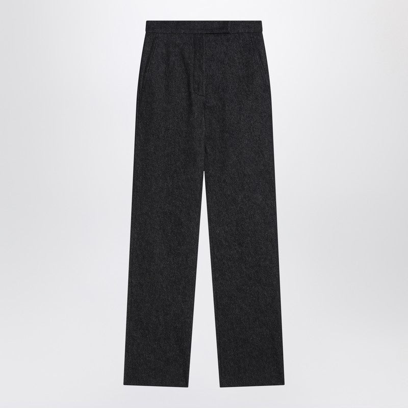 Max Mara Midnight Blue Trousers In Cotton Denim Effect Women