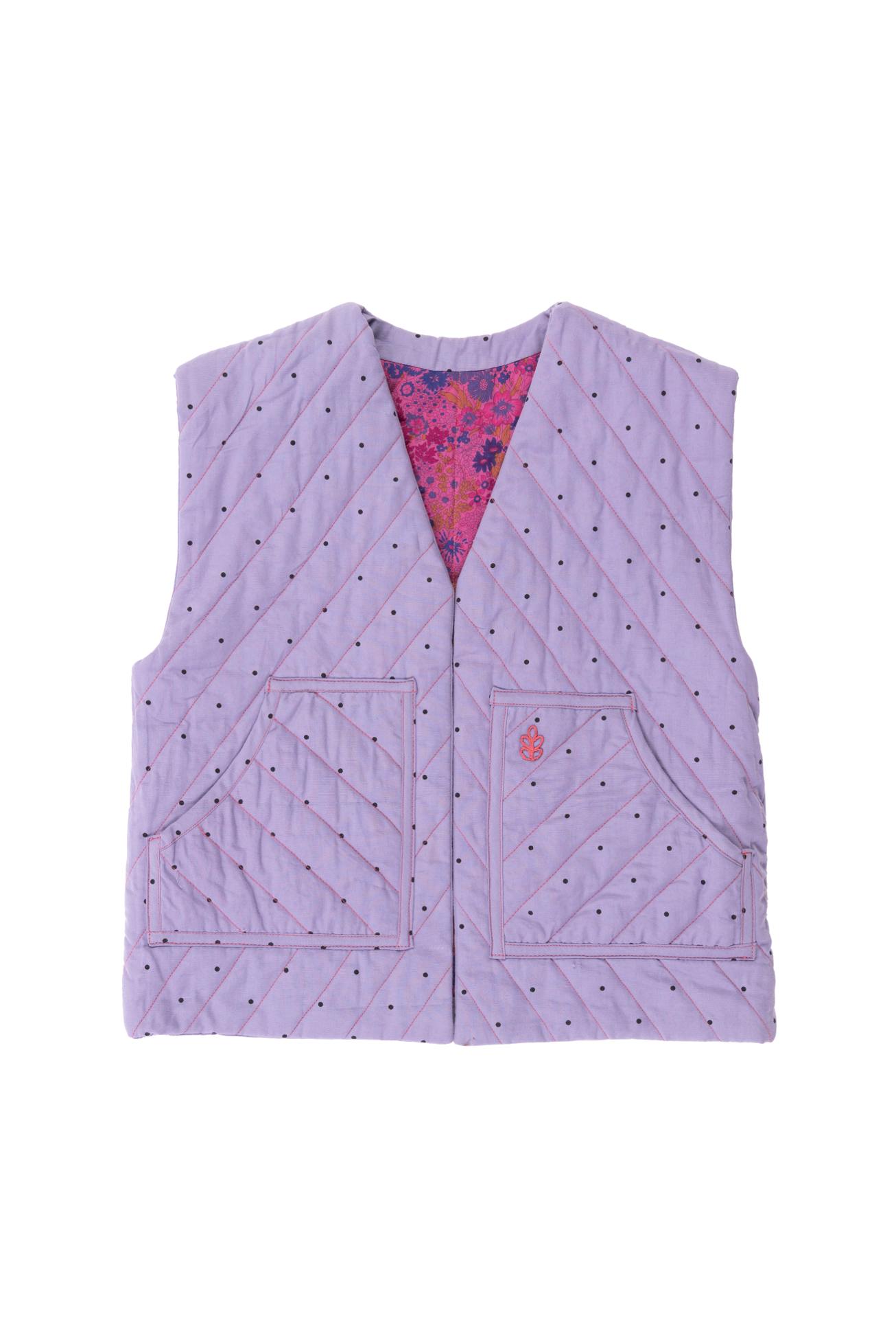 Reversible Quilted Kids Vest - Fuchsia Liberty Fabric