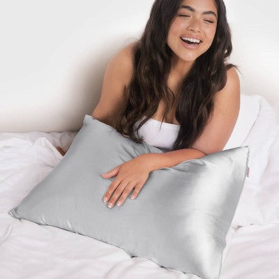 Kitsch Queen Size Satin Standard Pillowcase Thread Count Silver - Imperfect Box
