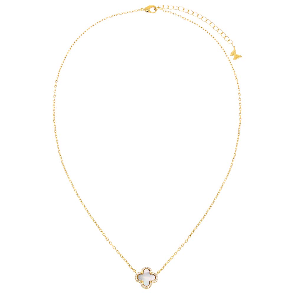 TEST_Product_Pave Outlined Four Leaf Clover Necklace - Adina's Jewels