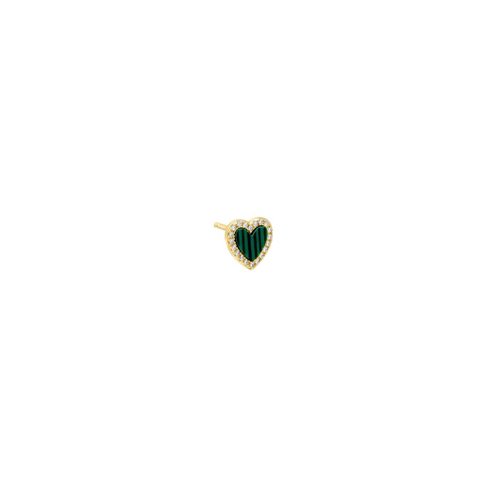 Colored Stone Pavé Heart Stud Earring - Adina's Jewels