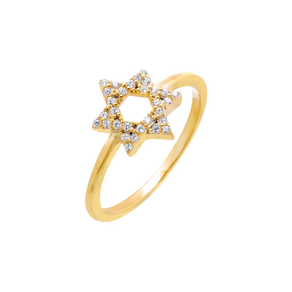 Gold / 6 Pave Star Of David Ring - Adina's Jewels