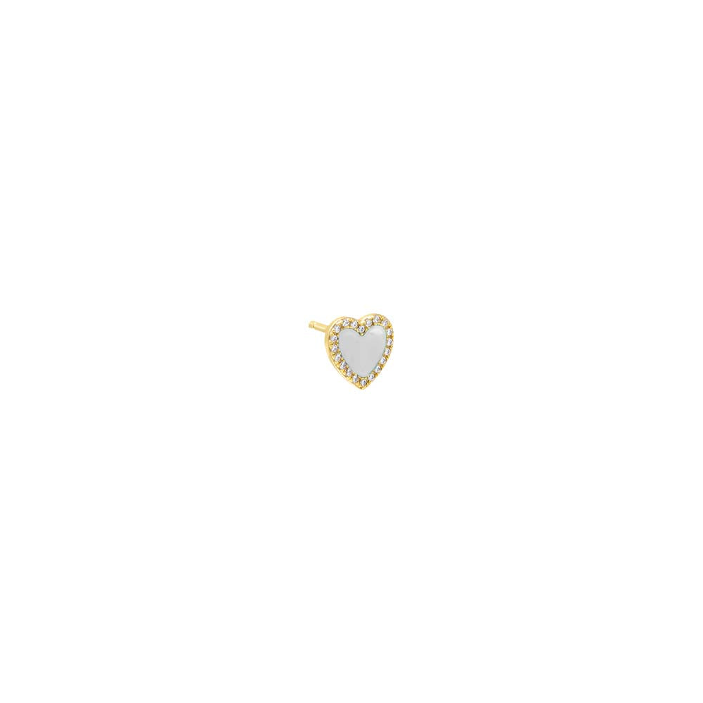 Colored Stone Pavé Heart Stud Earring - Adina's Jewels