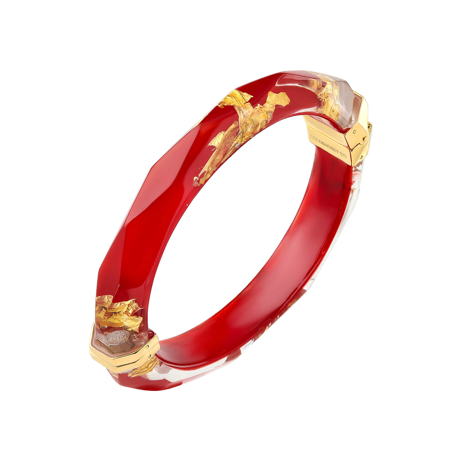 Gold Leaf Thin Faceted Lucite Bangles