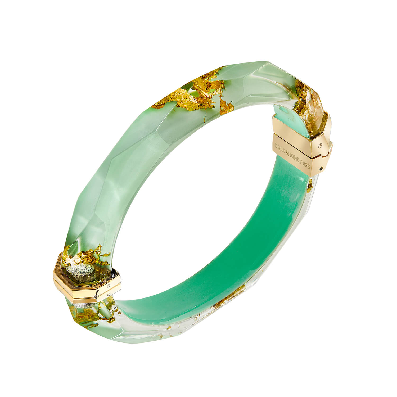 Gold Leaf Thin Faceted Lucite Bangles