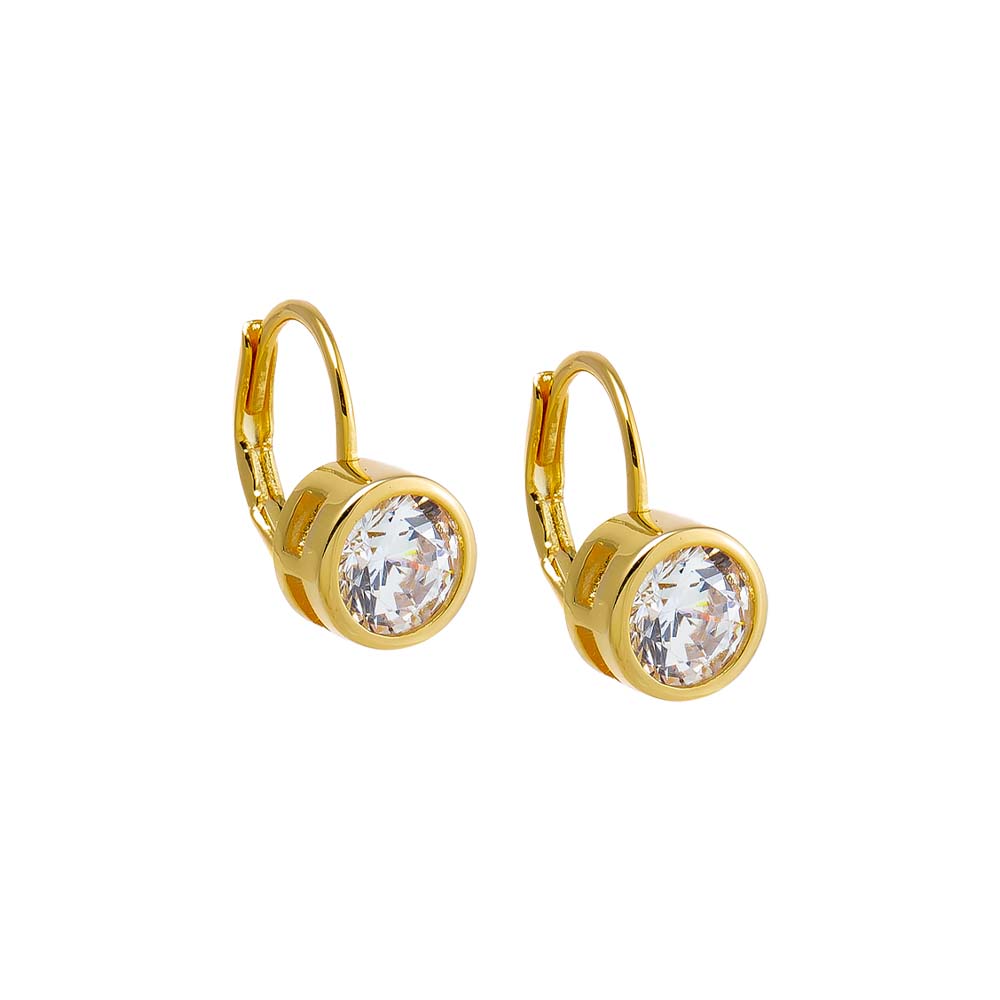 CZ Bezel Round Baguette Huggie Earring