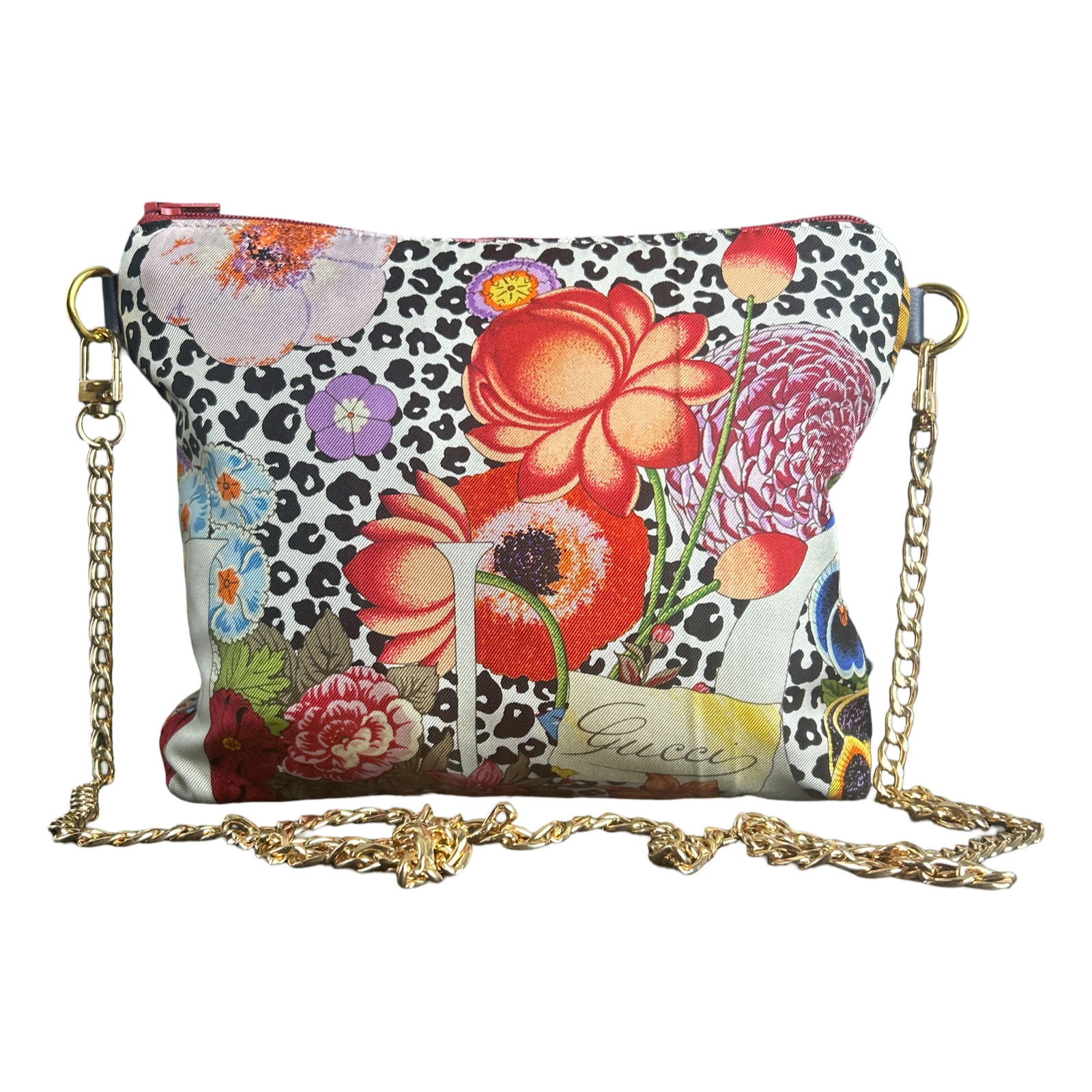 Floral Leopard Vintage Silk Scarf Crossbody Bag