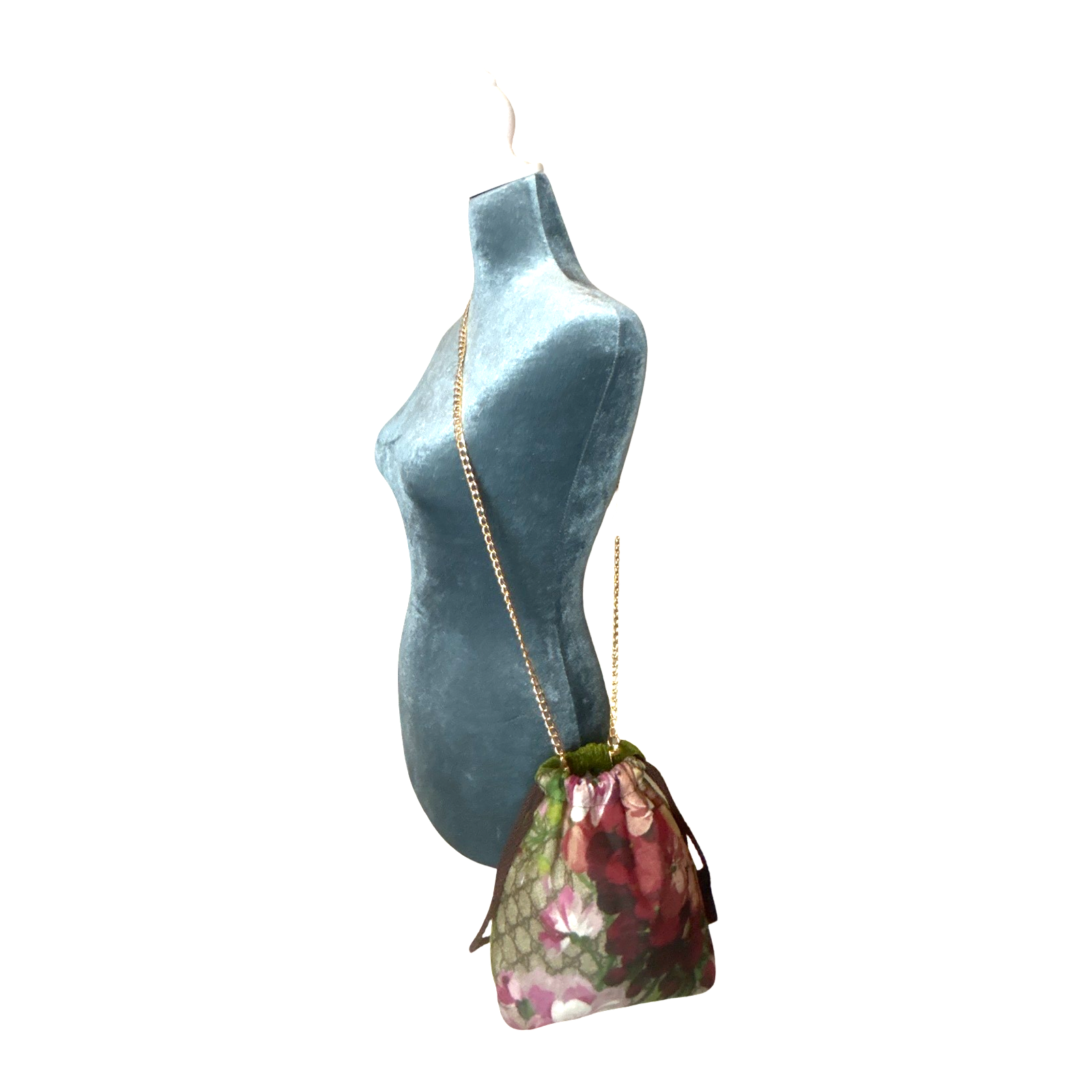 GG Logo Blooms Pink Vintage Scarf Drawstring Crossbody Bag