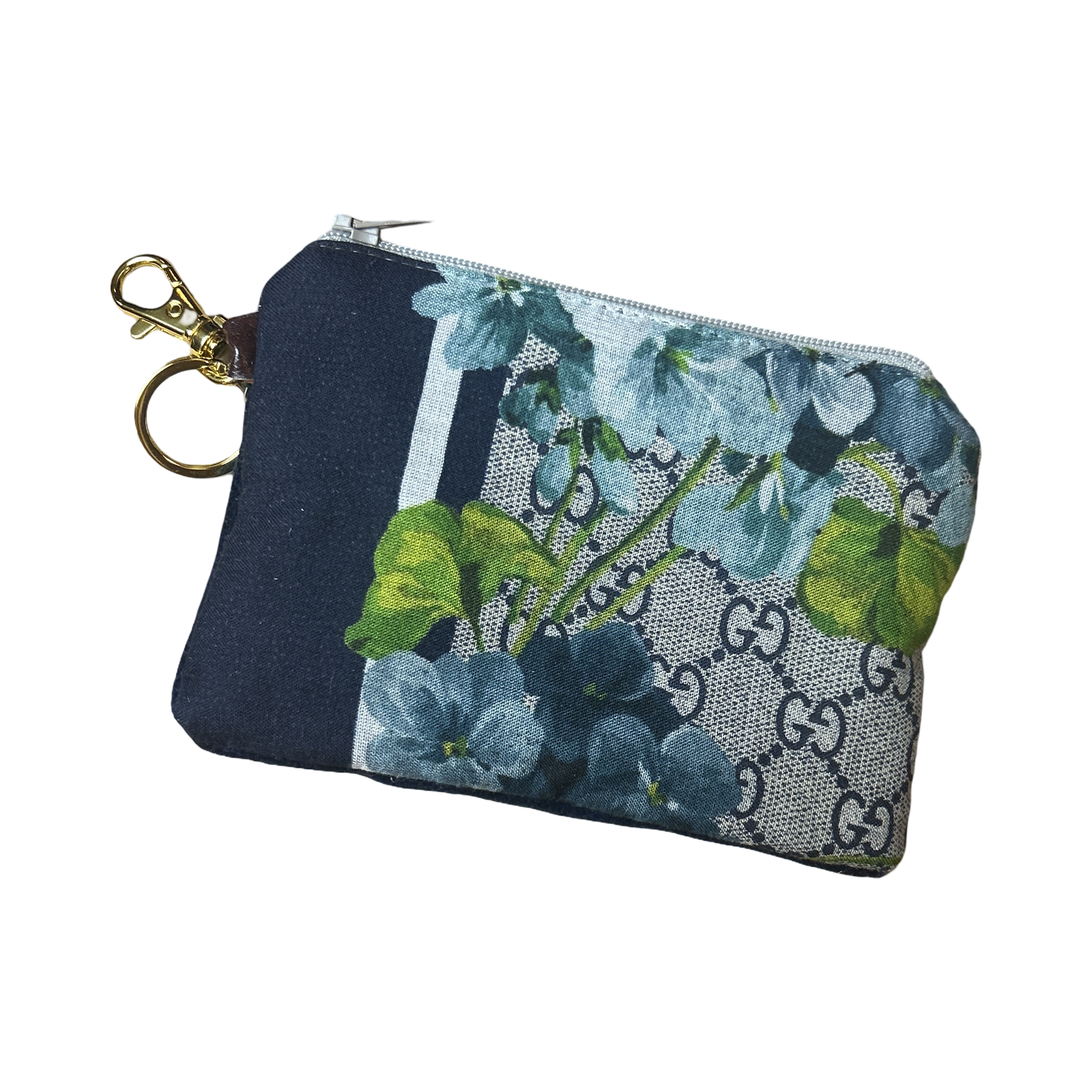 GG Logo Blooms Blue Vintage Silk Scarf Coffee Run Keychain Bag