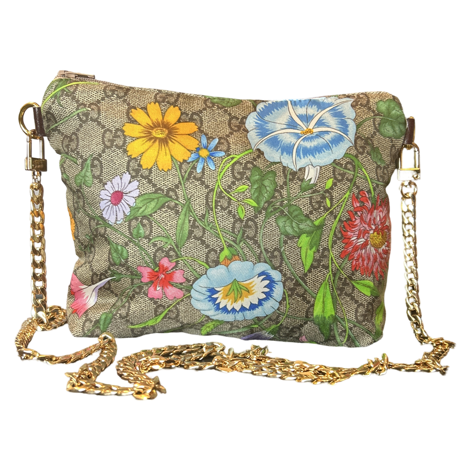 GG Logo Flora Vintage Silk Scarf Crossbody Bag