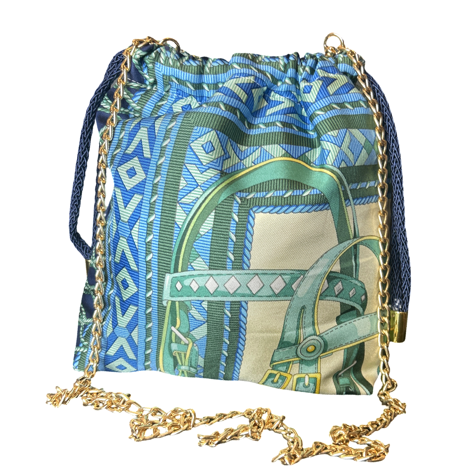 Fringe Harness Vintage Scarf Drawstring Crossbody Bag