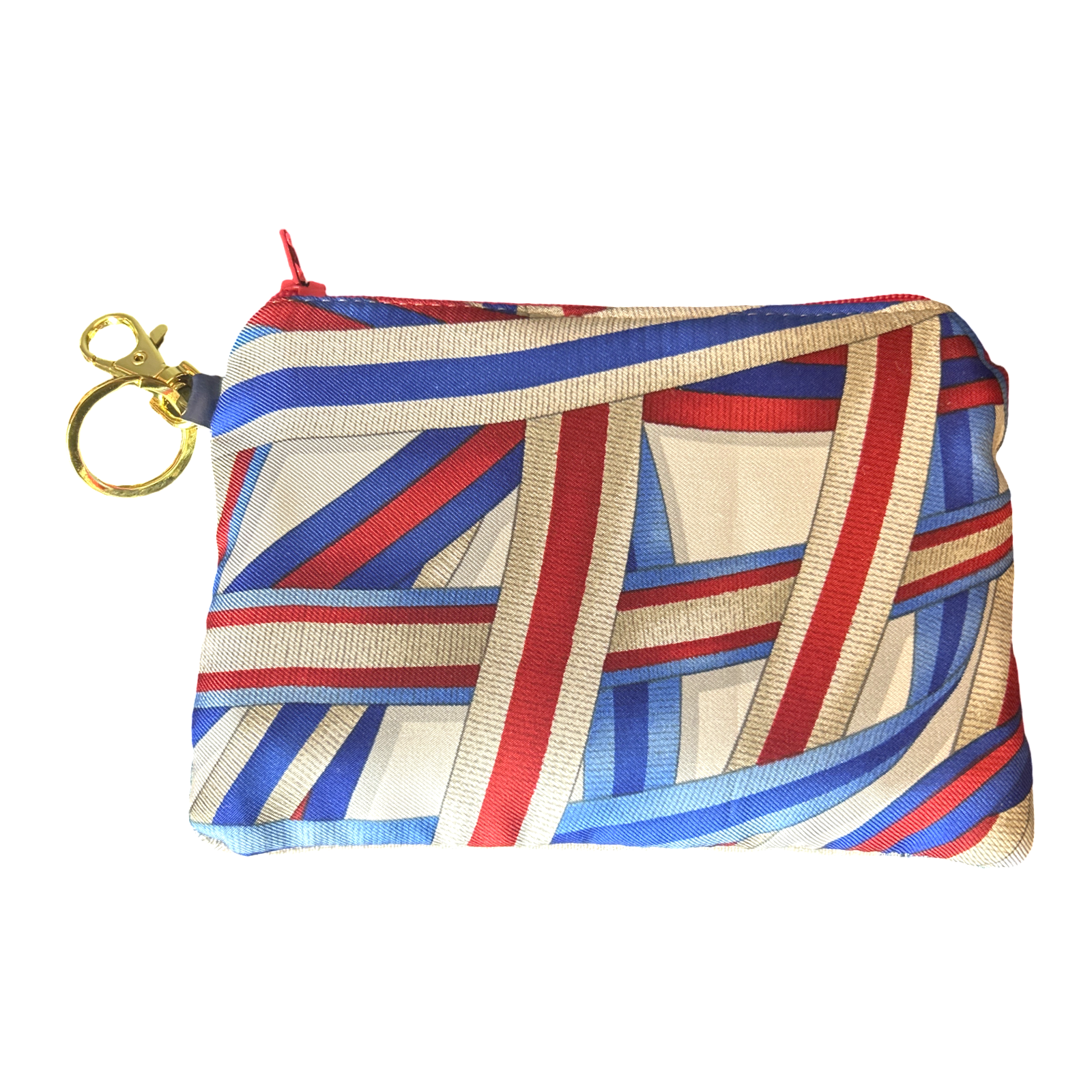 Ribbons Vintage Silk Scarf Coffee Run Keychain Bag