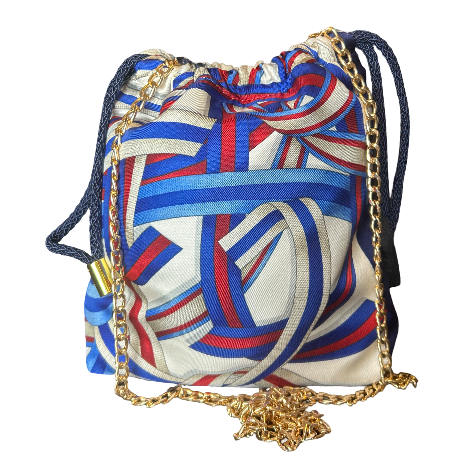 Ribbons Vintage Scarf Drawstring Crossbody Bag