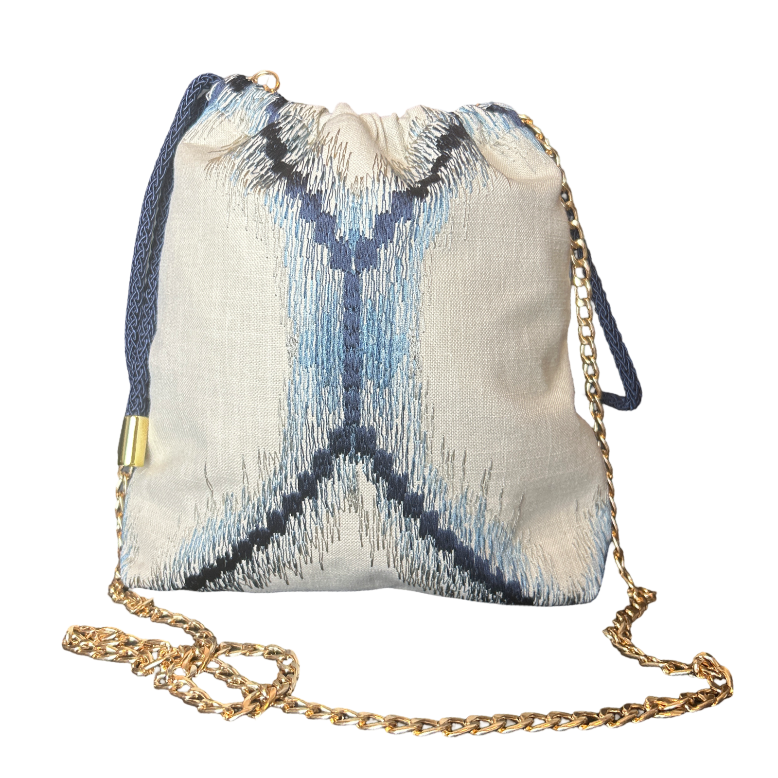 Ribbons Vintage Scarf Drawstring Crossbody Bag