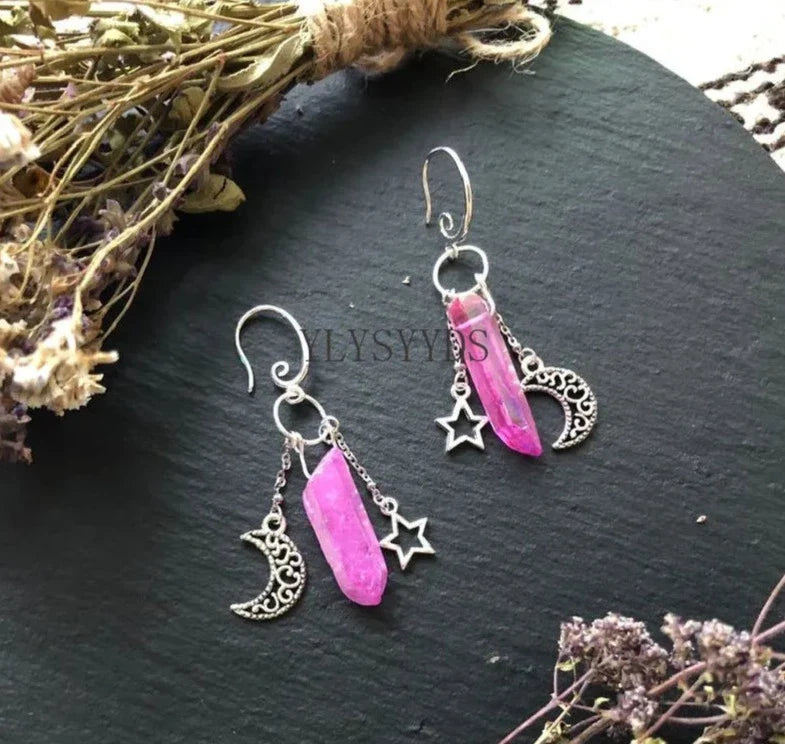 Crystal Crescent Moon Earrings