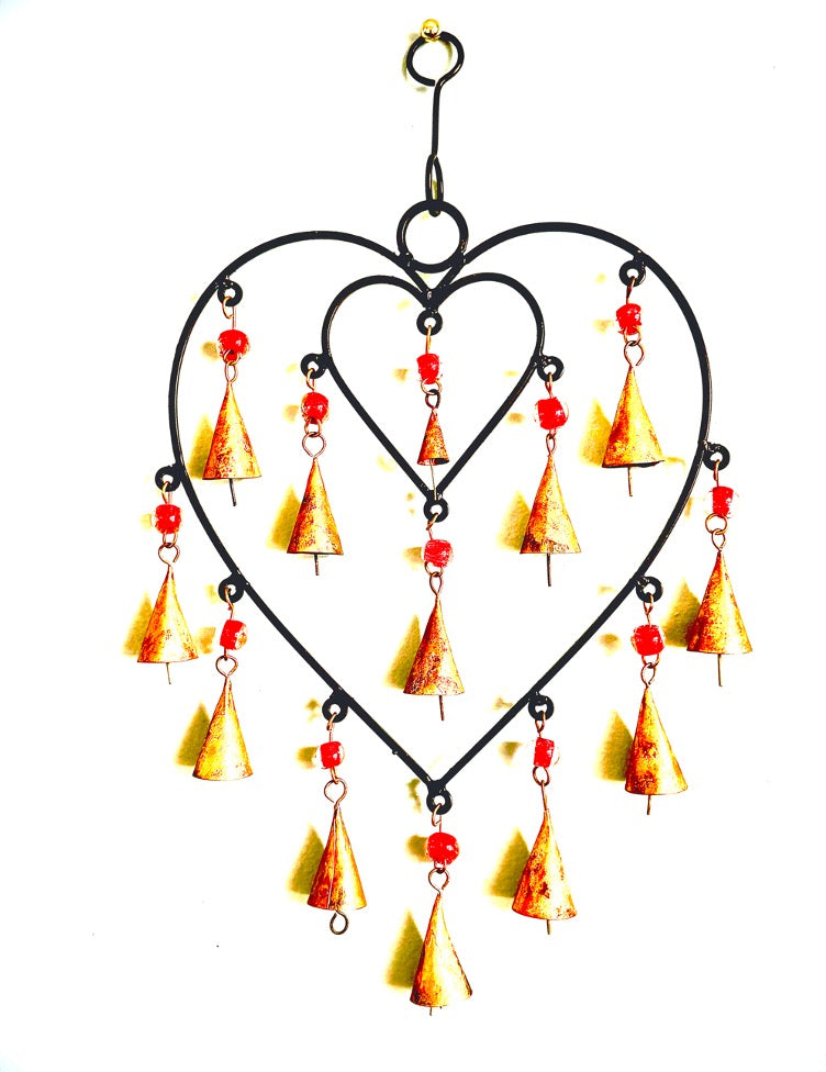 Heart Chime sacred space home decor hanging brass bells by OMSutra