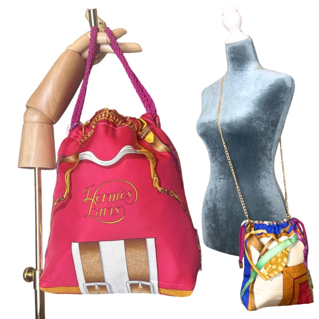 Grand Manege Vintage Scarf Drawstring Crossbody Bag
