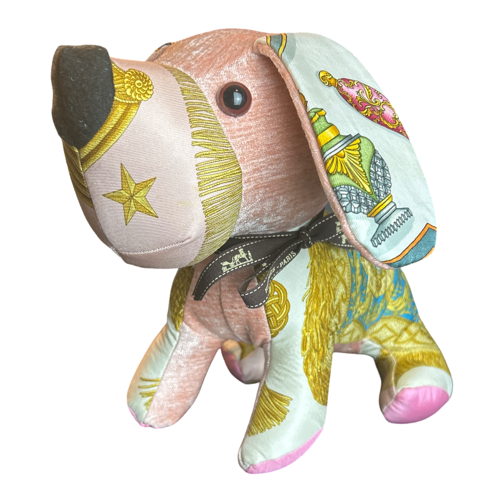 Poste et Cavalerie Vintage Silk Scarf Patchwork Puppy