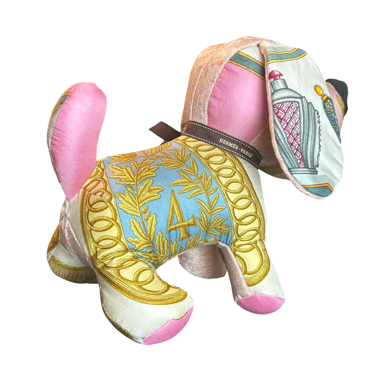 Poste et Cavalerie Vintage Silk Scarf Patchwork Puppy