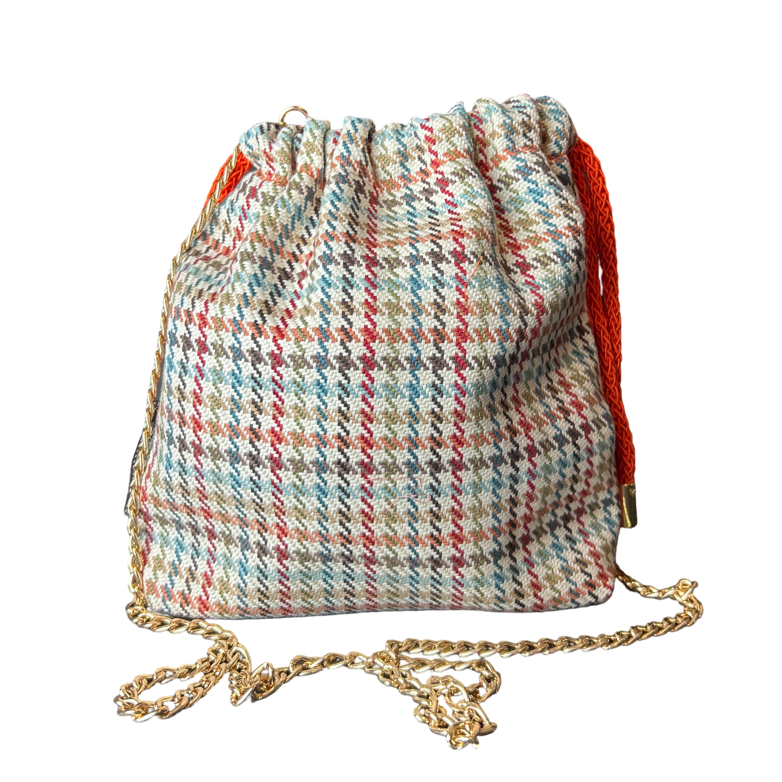 Rubans du Cheval Orange Vintage Scarf Drawstring Crossbody Bag