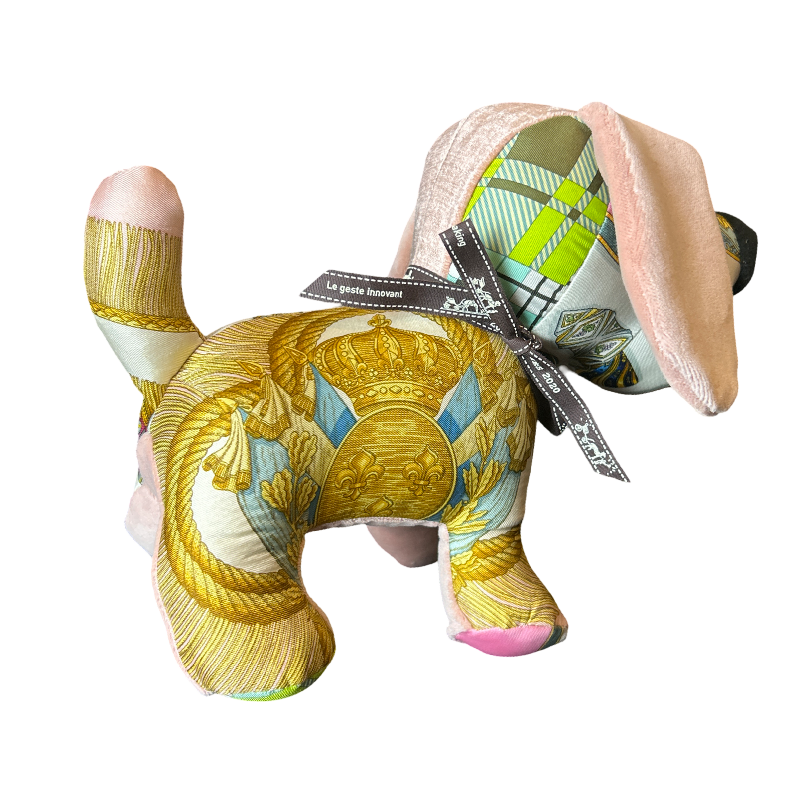 Poste et Cavalerie Vintage Silk Scarf Patchwork Puppy