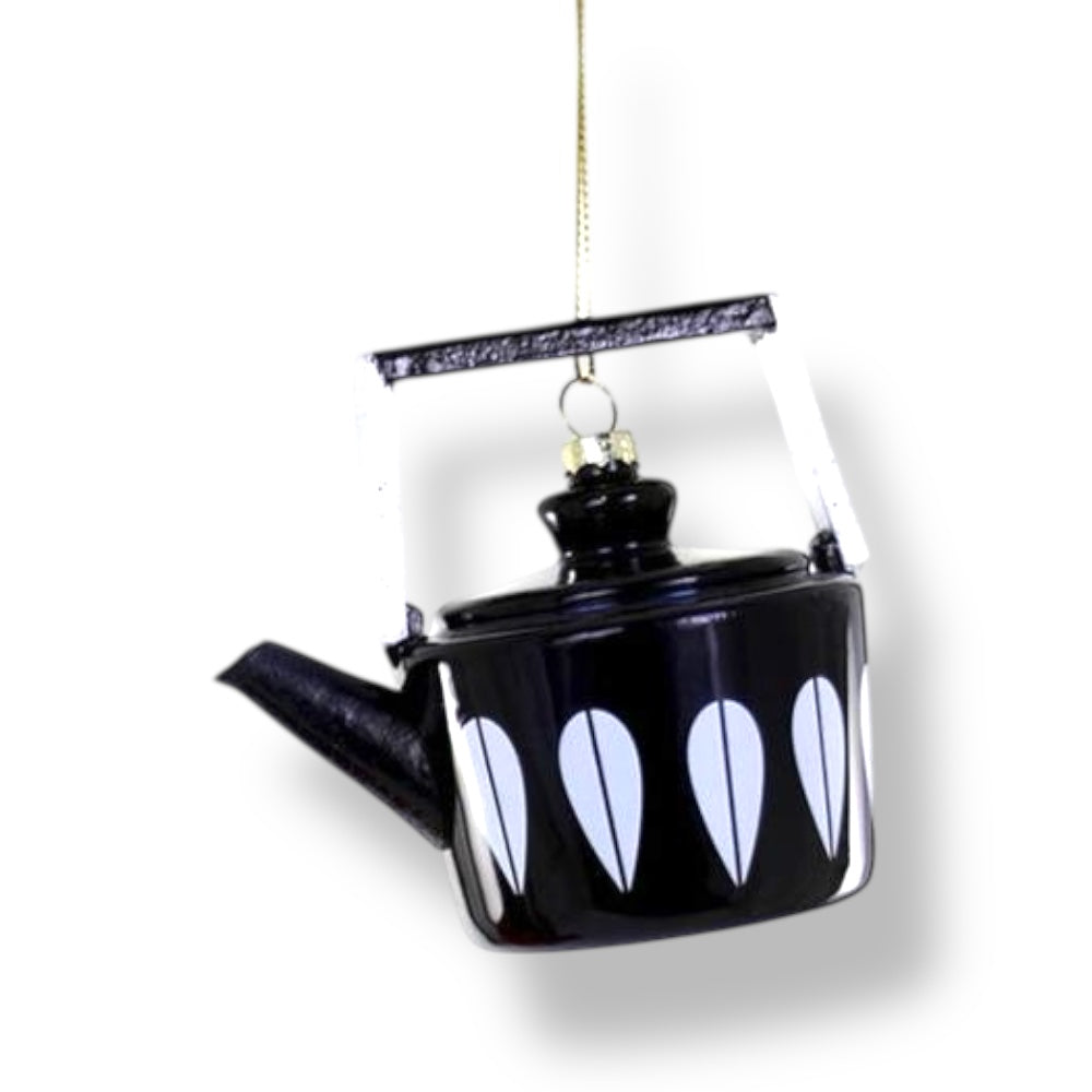 Mid Century Modern Tea Pot Blown Glass Ornaments 2 Asst