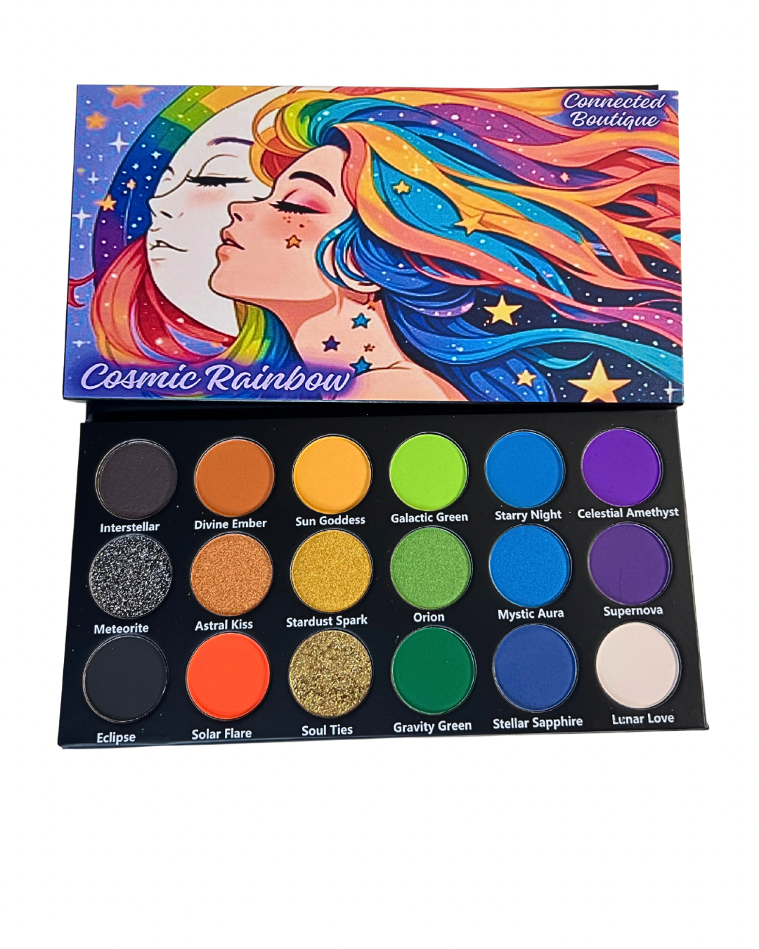 Cosmic Rainbow 18‑Shade Eyeshadow Palette – Celestial Hues & Glitter
