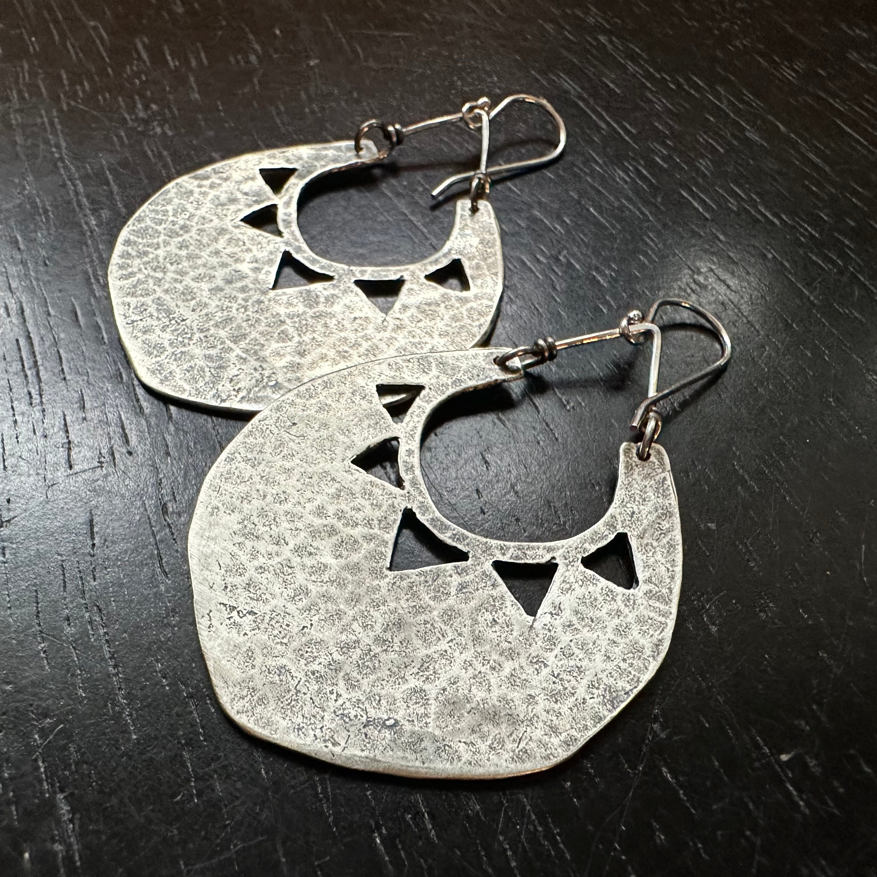 Silver Sun Shield Earrings