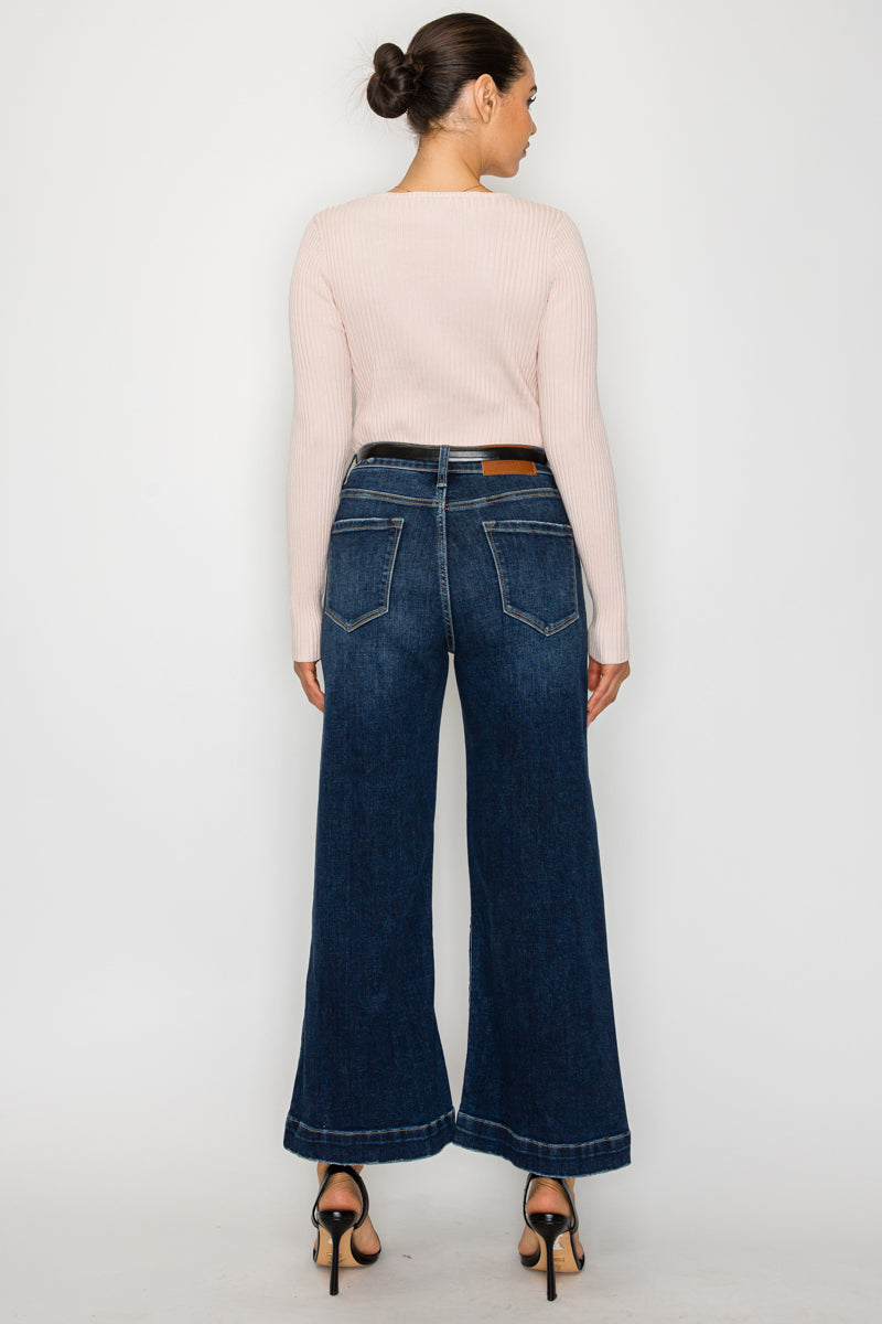 High Rise Cropped Palazzo Jeans