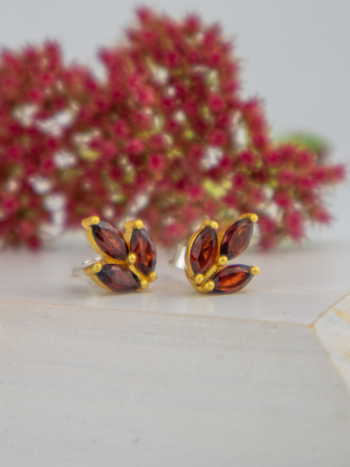 Tri Leaf Stud Earrings