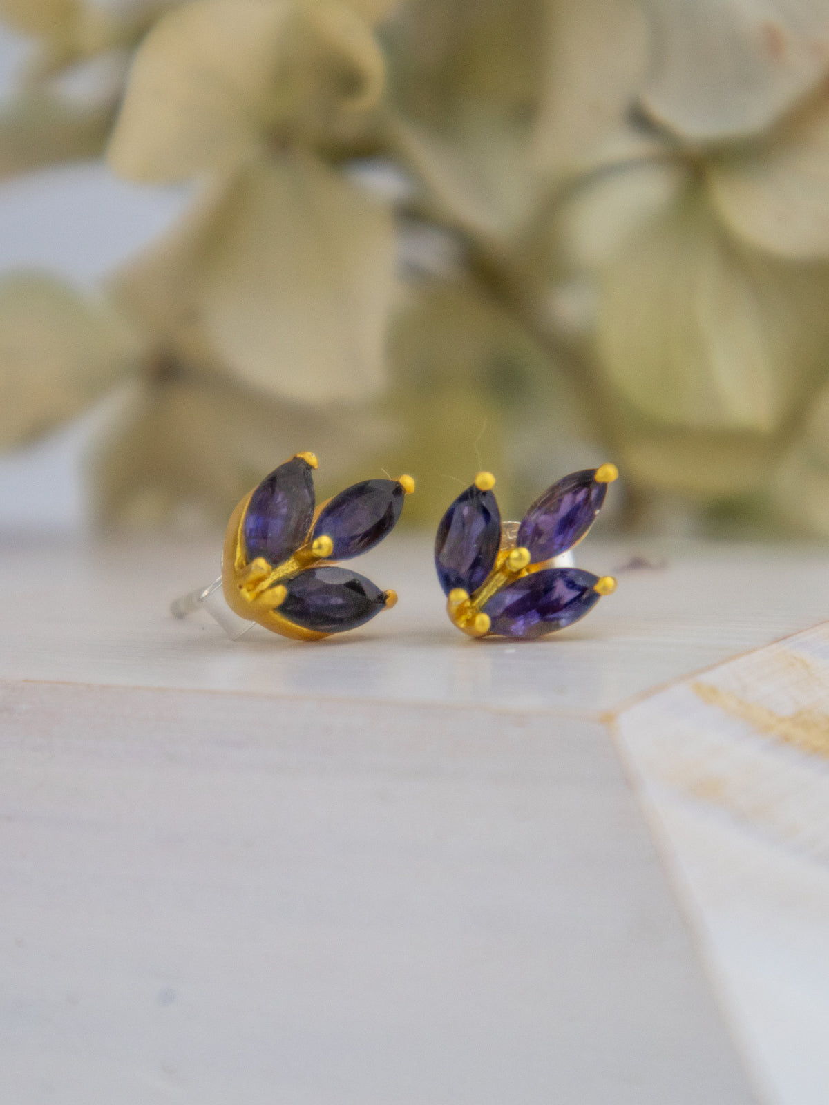 Tri Leaf Stud Earrings