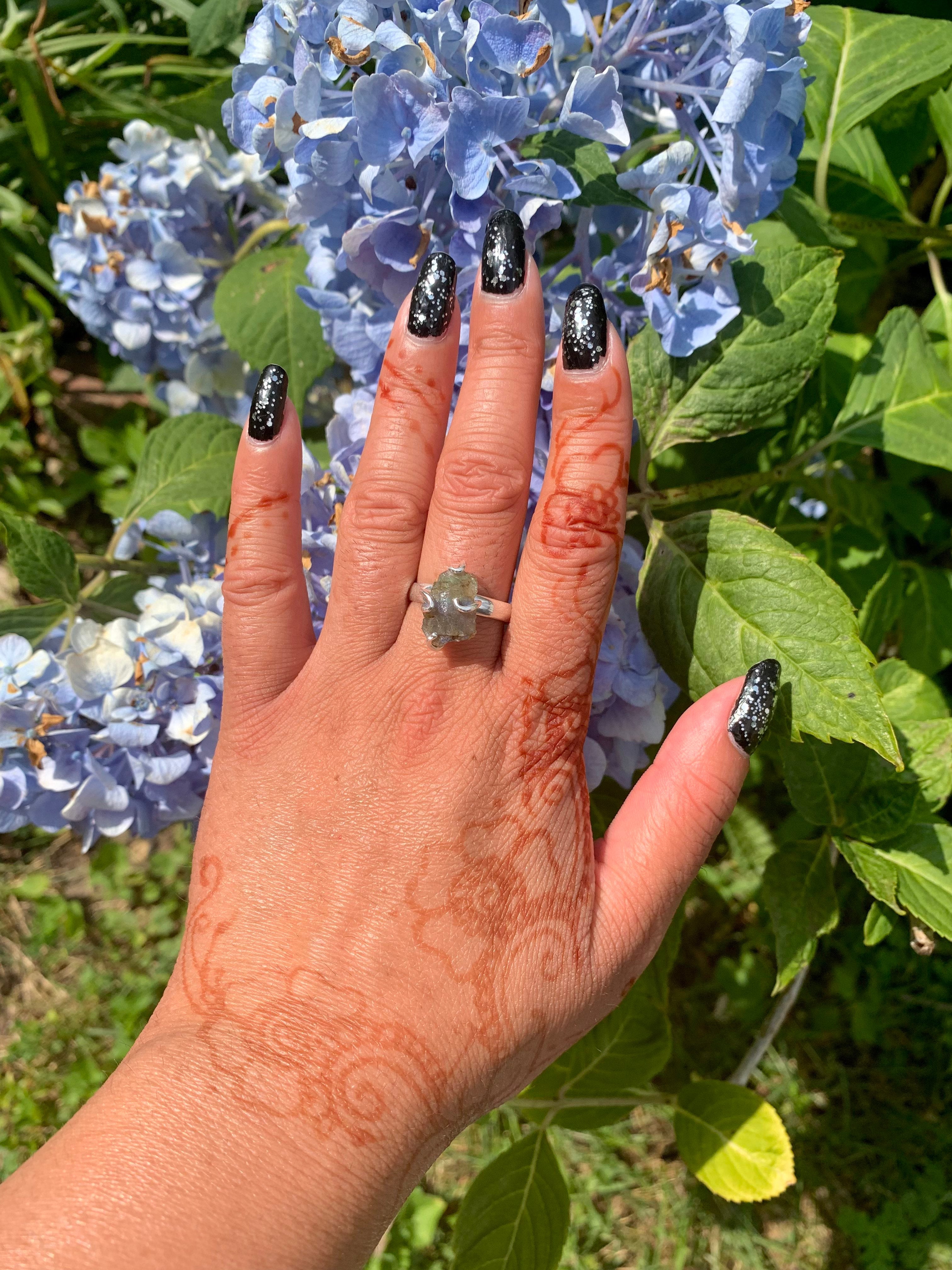 Raw Labradorite Prong Ring